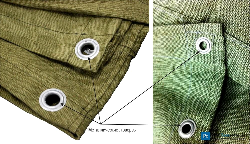 Тент из брезента с люверсами купити